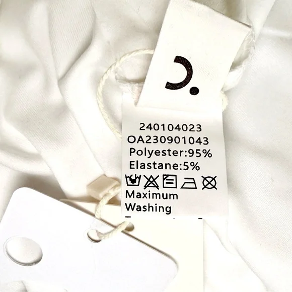 NWT Commense White Ribbed Statement Sleeve Form-Fitting Crew Neck Top size M L - Picture 14 of 16